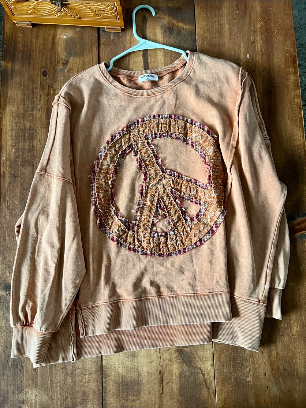 Mittoshop Oversized Patchwork Peace Sign Sweatshirt S/M ✨ - Picture 13 of 13